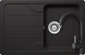 Schock Formhaus D-100S konyhai mosogatótálca 780 x 500 mm és Schock Plutos konyhai csaptelep Cristalite Nero, fekete