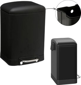 Hulladékgyűjtő Kosár 6L Konyha Fürdőszoba Fém Fekete Csendes Záródás