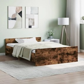füstös tölgy színű ágykeret fej- és lábtámlával 120 x 200 cm