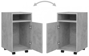 betonszürke szerelt fa kerekes kisszekrény 33 x 38 x 60 cm