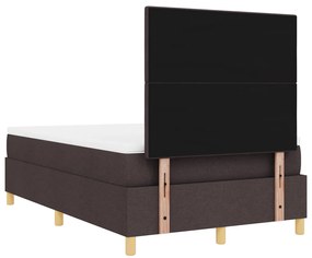 Box Spring ágy matraccal és LED világítással, sötétbarna 120x190 cm szövet