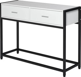 HOMCOM 120x34x81 cm-es konzoltábla, Előszobaasztal 2 fiókkal és állítható lábakkal, Modern stílusú bútordarab előszobába, nappaliba | Aosom