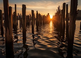 Poszter 70x50cm Naplemente a cölöpöknél