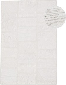 Fehér kézi szövésű gyapjúkeverék szőnyeg 200x300 cm Sculptured Blocks – Flair Rugs