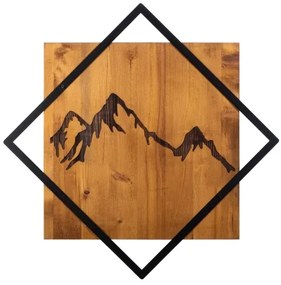 Fali dekoráció 54x54 cm hegy motívum fa/fém