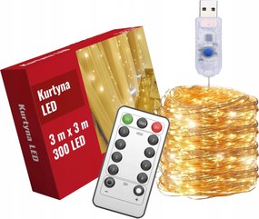 Led FĂ©nyfĂŒggöny 3x3 300 LED-es KarĂĄcsonyi AblakdĂsz FĂ©nyfĂŒzĂ©r