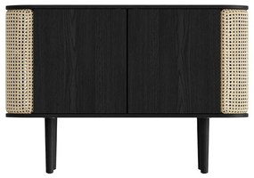 Fekete-natúr színű alacsony komód tölgyfa dekorral 109x75 cm Treasures – UMAGE