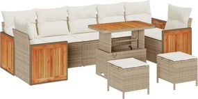 vidaXL Kerti Kanapé Szett párnával 10 pcs Beige és krém