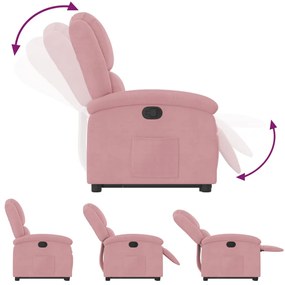 rózsaszín bársony felállást segítő dönthető fotel