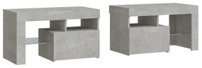 2 db betonszürke LED-lámpás éjjeliszekrény 70x36,5x40 cm