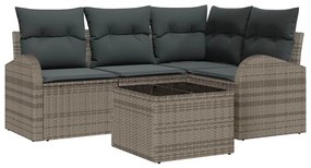 vidaXL Kerti Kanapé Szett Szürke polirattan