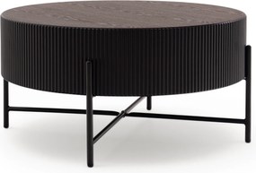 Corbi dohányzóasztal 80 cm nappaliba - sötét dió / matt fekete