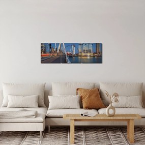 Kép - Alkonyat Rotterdamban, Hollandia (órával) (90x30 cm)