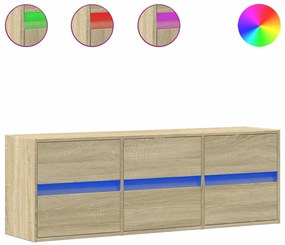 sonoma tölgy színű fali TV-szekrény LED-ekkel 130x31x45 cm