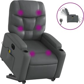 vidaXL elektromos szürke műbőr felállást segítő dönthető masszázsfotel