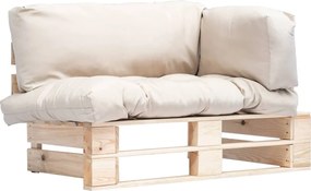 vidaXL fenyőfa kerti raklapkanapé homokszínű párnákkal