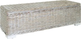 vidaXL fehér natúr kubu rattan és tömör mahagóni fa tárolódoboz 110 cm