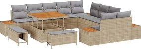 vidaXL Kerti Kanapé Szett 13 pcs Bézs polirattan