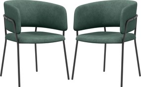 HOMCOM 2 db étkezőszék szett acél lábakkal, párnázott üléssel, étkezőbe, nappaliba, konyhába, méretek: 57L x 53W x 73H cm, zöld | Aosom
