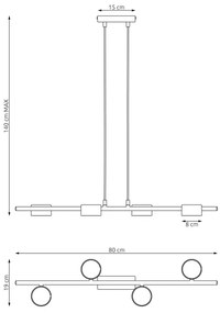 Csillár zsinóron SORA 4xGX53/12W/230V fekete
