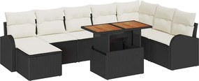 vidaXL Kerti Kanapé Szett párnával 9 pcs Fekete és krémszínű