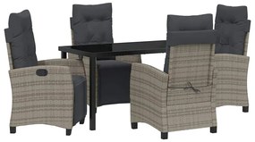 vidaXL Kert étkező szett párnával 5 pcs Szürke polirattan