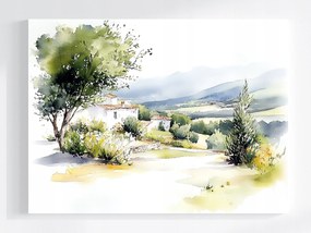 Vászonkép Canvas Tájkép Spanyolország Asztúria Hegyek Ház Villa Nyár 80x60