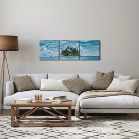 Kép - sziget a tengeren (órával) (90x30 cm)
