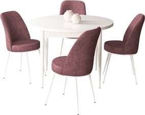 Tor étkezőgarnitúra, fehér-púderrózsaszín, 90 cm