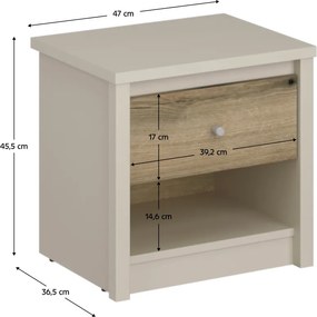 Éjjeliszekrény, kasmír/evoke tölgy, KAROS 1S