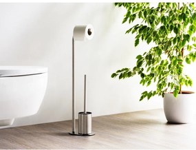 Matt ezüstszínű rozsdamentes acél WC-papír tartó állvány WC-kefével Levante – Wenko