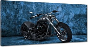 Vászonkép 60x30 Kék fal Motorkerékpár