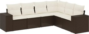 vidaXL 6 részes barna polyrattan kerti ülőgarnitúra párnával