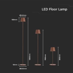 LED Dimmelhető újratölthető állólámpa 3in1 LED/4W/5V 4400 mAh 3000K IP54 barna