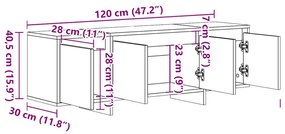 antik fa színű szerelt fa TV-szekrény 120 x 30 x 40,5 cm