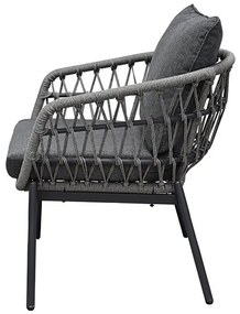 Kerti Ülőgarnitúra, Fém + Polyrattan, Szürke. AZ-L1880 GREY