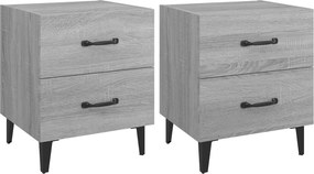 vidaXL 2 db szürke sonoma színű éjjeliszekrény 40 x 35 x 47,5 cm
