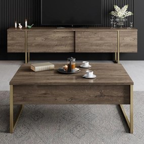 Dohányzóasztal Luxe - Walnut, Gold
