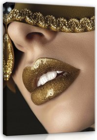 Vászonkép 60x80 Arany ajkak luxus glamour érzékiség misztérium ragyogás