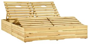 Impregnált fenyőfa kétszemélyes napozóágy szürke párnákkal