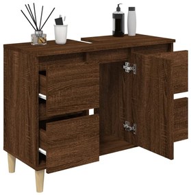 barna tölgyszínű szerelt fa mosdószekrény 80 x 33 x 60 cm