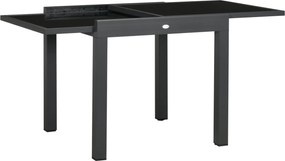 Outsunny Állítható Alumínium Kerti Asztal Téglalap Forma Üvegtetővel 4-6 fő számára, 50 kg terhelhetőség, Terasz: 80-160x80x75 cm, Fekete | Aosom