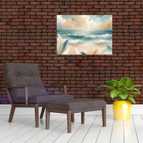 Kép – Festett strand lágy színekben (70x50 cm)