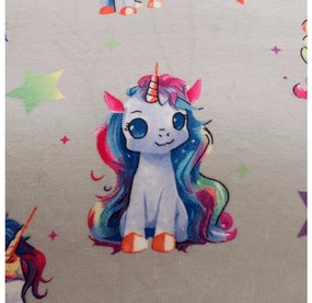 Mikroplüss ágyneműhuzat CUTE UNICORN szürke Ágyneműhuzat mérete: 70 x 80 cm | 140 x 200 cm