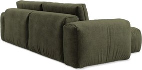 Zöld zsenília kinyitható sarokkanapé (bal oldali-heverő résszel) Kuki – Makamii