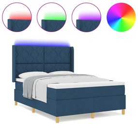 Boxspring Ágy Mattal és Kék LED-del 140x200 cm Szövet