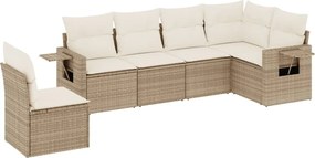 vidaXL 6 részes bézs polyrattan kerti ülőgarnitúra párnával