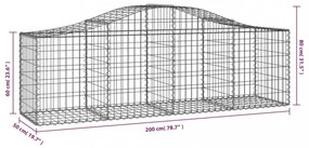 3 db íves horganyzott vas gabion kosár 200x50x60/80 cm