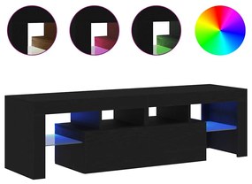fekete tölgy szerelt fa TV-szekrény LED-ekkel 140x36,5x40 cm