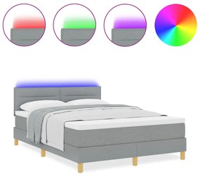 vidaXL Box Spring Ágy Matraccal &amp; LED Világosszürke 140x190 cm Szövet